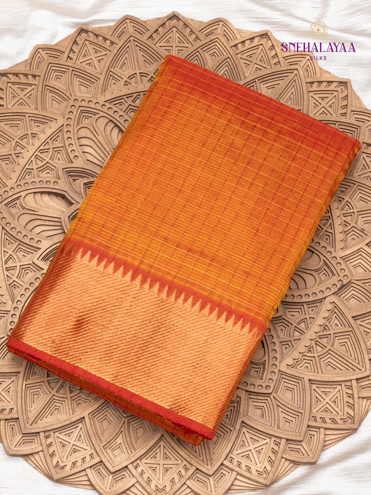 Orange Mangalagiri Silk Cotton Saree